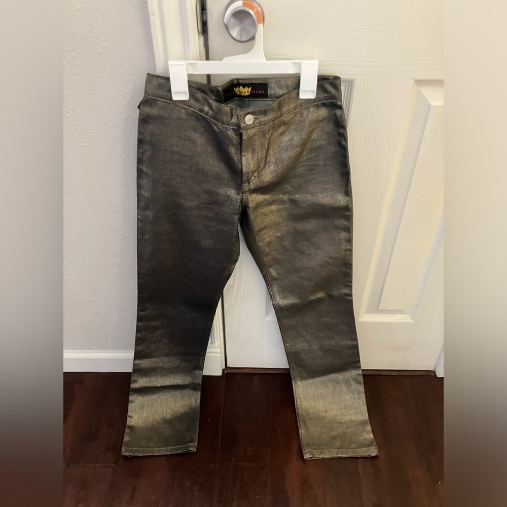 Vintage Todd Oldham Metallic Gold Jeans size